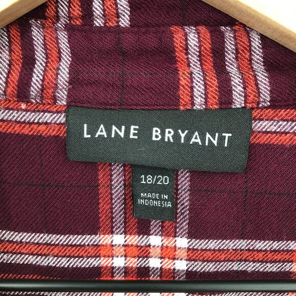 Lane Bryant button up shirt flannel long sleeved red plaid top casual 18 20 READ - Picture 7 of 10